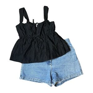 a new day black babydoll blouse